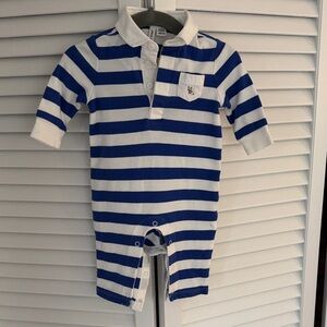 Janie & Jack French Bulldog Collared Rugby Onesie 0-3 Months Baby Boy